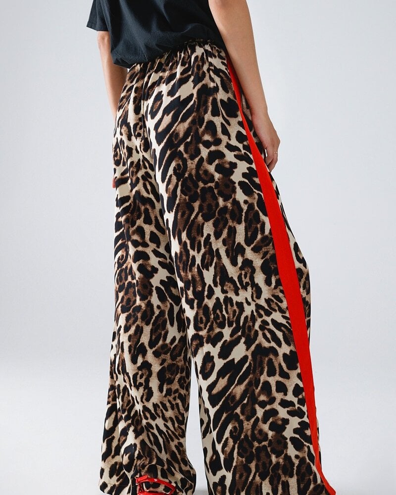 Q2 Wild Side Leopard Pants | Red Stripe
