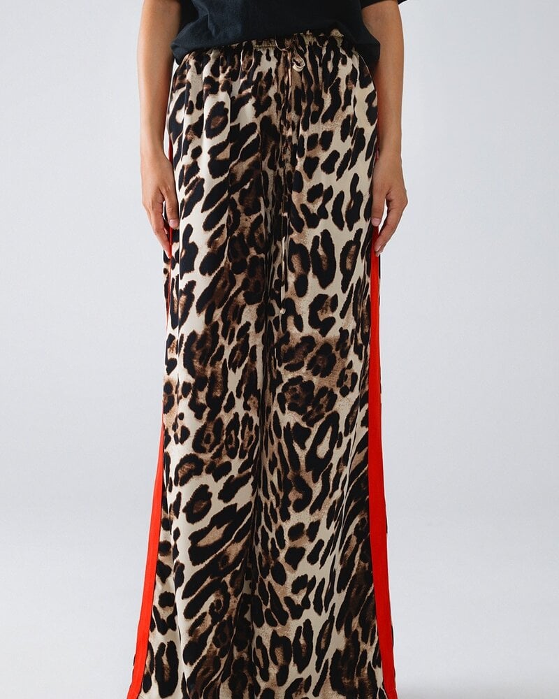 Q2 Wild Side Leopard Pants | Red Stripe
