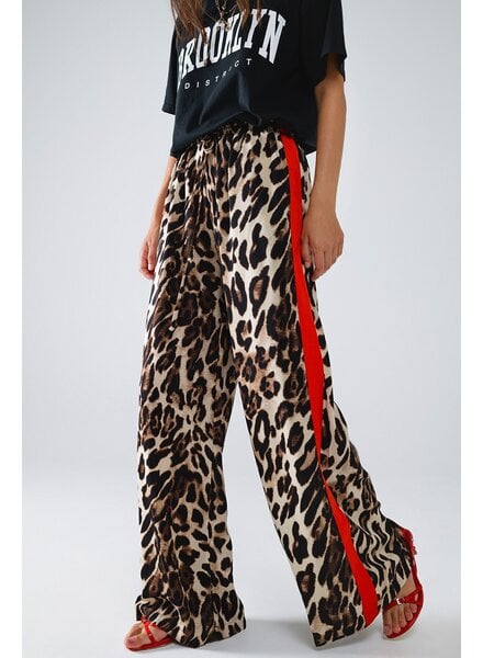 Q2 Wild Side Leopard Pants | Red Stripe
