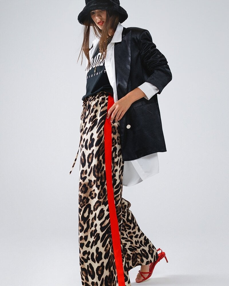 Q2 Wild Side Leopard Pants | Red Stripe