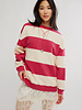 Free People Classic Striped Oversized Crewneck | Cherry