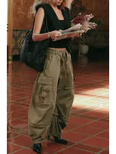 Free People Reef Curved Twill Cargo Pants | Aloe