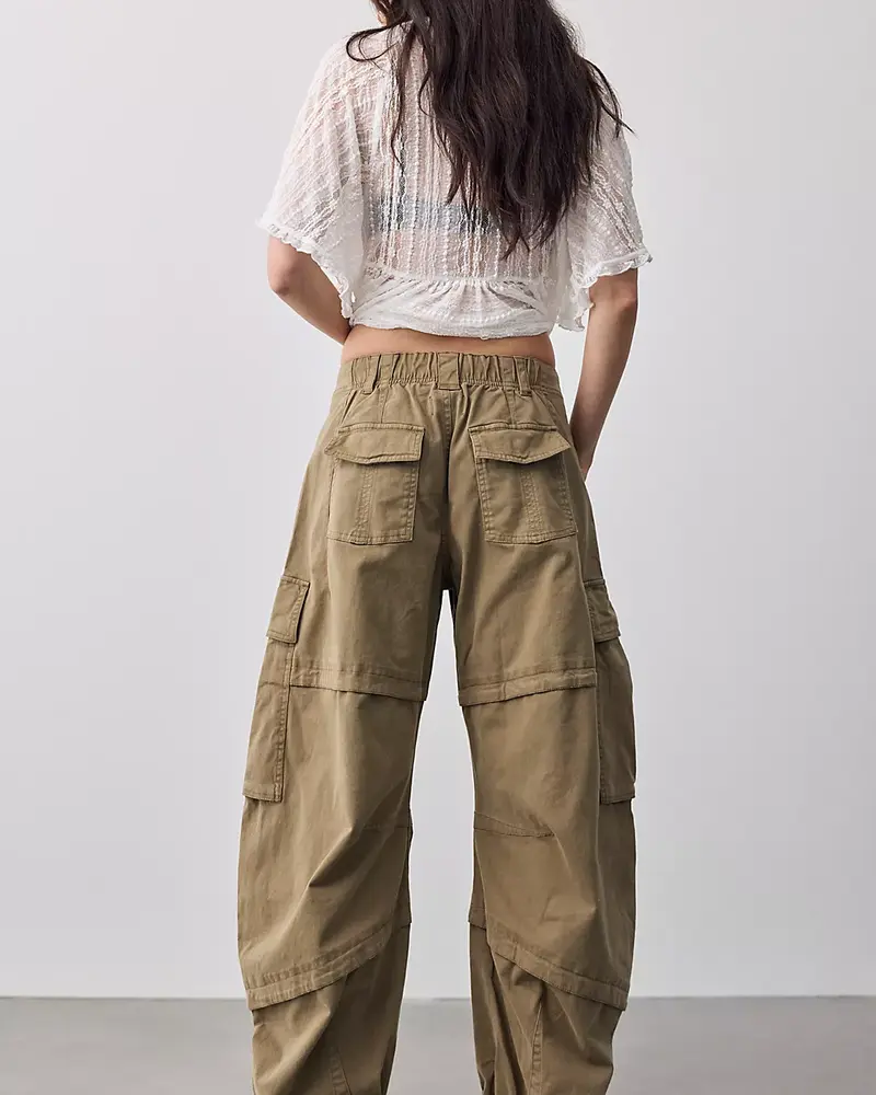 Free People Reef Curved Twill Cargo Pants | Aloe