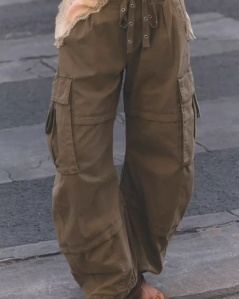 Free People Reef Curved Twill Cargo Pants | Aloe