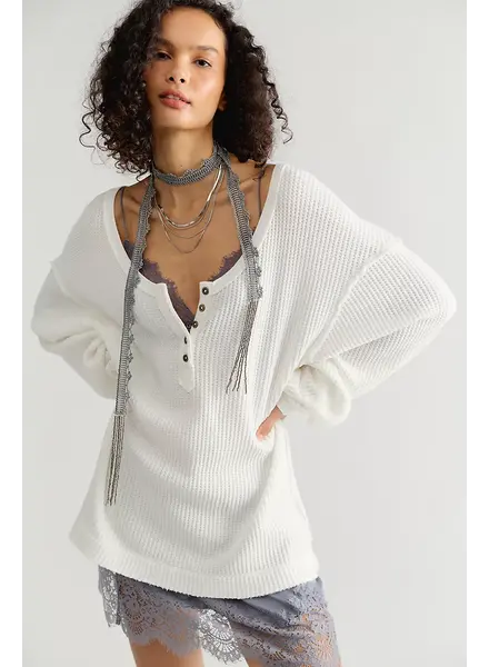 Free People Montreal Oversized Thermal Henley | Ivory