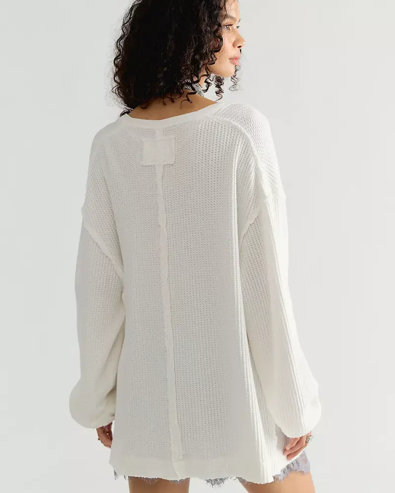 Free People Montreal Oversized Thermal Henley | Ivory