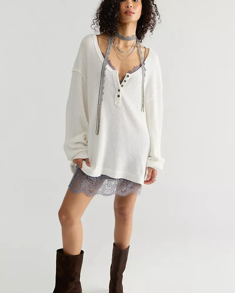 Free People Montreal Oversized Thermal Henley | Ivory