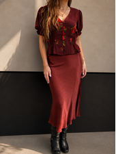 Satin Midi Skirt | Wine