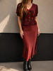 Satin Midi Skirt | Wine