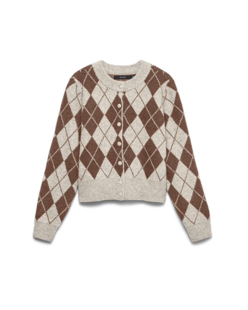 Vero Moda Halo Argyle Cardigan | Cocoa