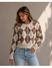 Vero Moda Halo Argyle Cardigan | Cocoa