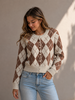 Vero Moda Halo Argyle Cardigan | Cocoa