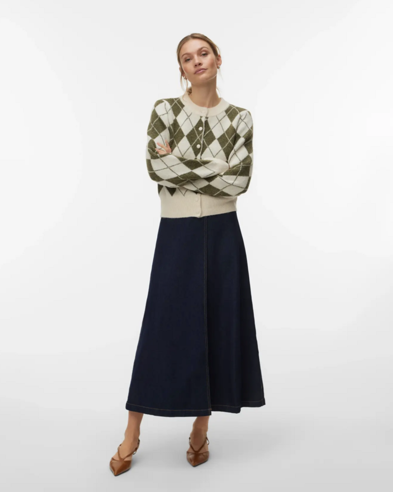 Vero Moda Halo Argyle Cardigan | Green