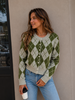 Vero Moda Halo Argyle Cardigan | Green