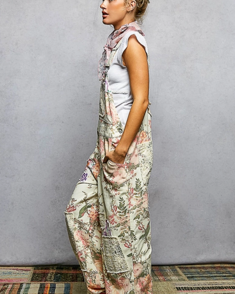 Lorrie Printed Lace Patch Overall