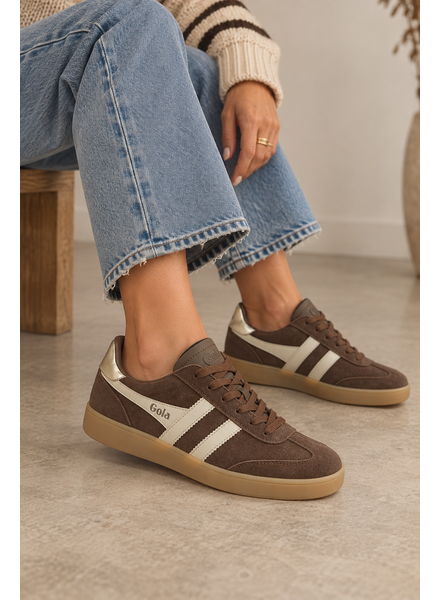 GOLA Viper Leather Sneakers | Dark Brown/Bone/Gold