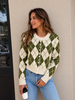 Vero Moda Halo Argyle Cardigan | Green