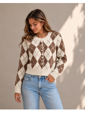 Vero Moda Halo Argyle Cardigan | Cocoa