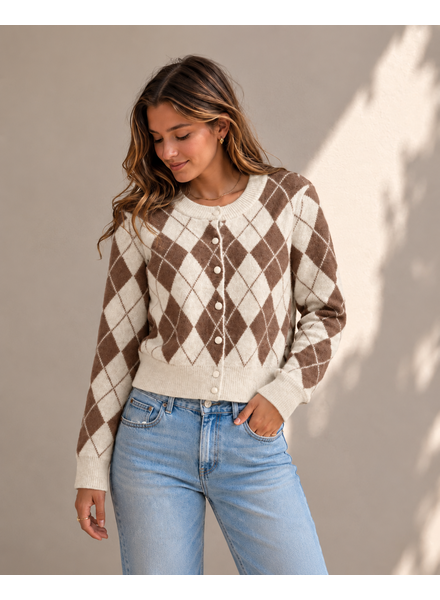 Vero Moda Halo Argyle Cardigan | Cocoa