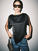 Carlie Asymmetric Scarf Hem Blouse | Black