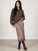Sandra Satin Lace Trim Skirt | Taupe