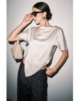 Carlie Asymmetric Scarf Hem Blouse | Ivory