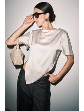 Carlie Asymmetric Scarf Hem Blouse | Ivory