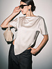Carlie Asymmetric Scarf Hem Blouse | Ivory