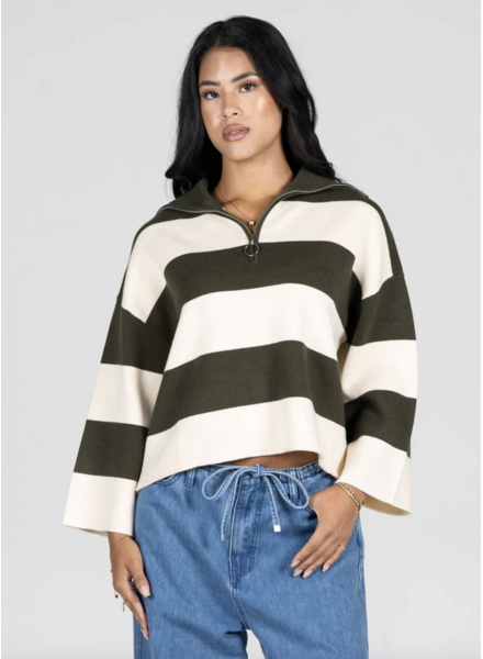 Estelle Rugby Zip Sweater | Olive