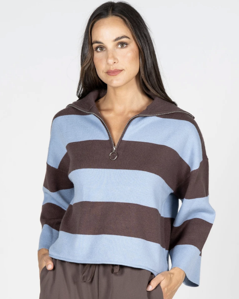 Estelle Rugby Zip Sweater | Blue