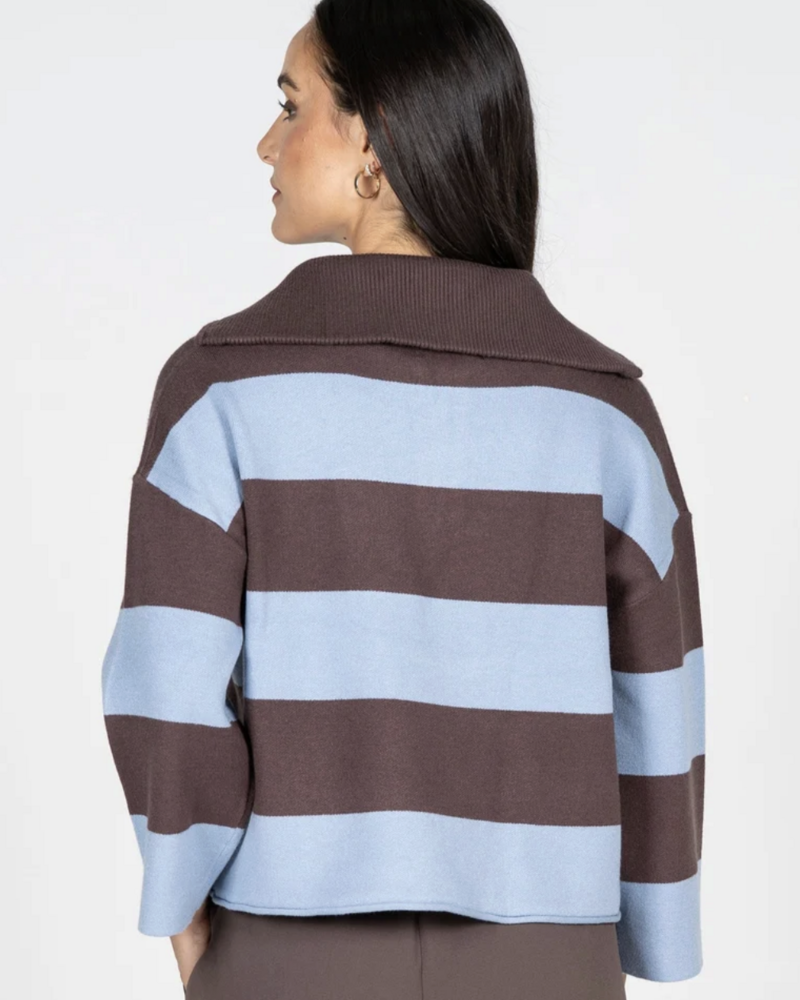 Estelle Rugby Zip Sweater | Blue