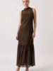 Ariel High Neck Maxi Dress | Brown