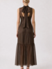 Ariel High Neck Maxi Dress | Brown