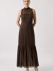 Ariel High Neck Maxi Dress | Brown