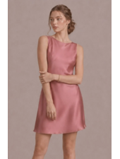 Minimal Satin Mini Dress | Dusty Rose