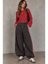 Leopard French Terry Knit Pants | Red Stripe