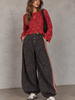 Leopard French Terry Knit Pants | Red Stripe