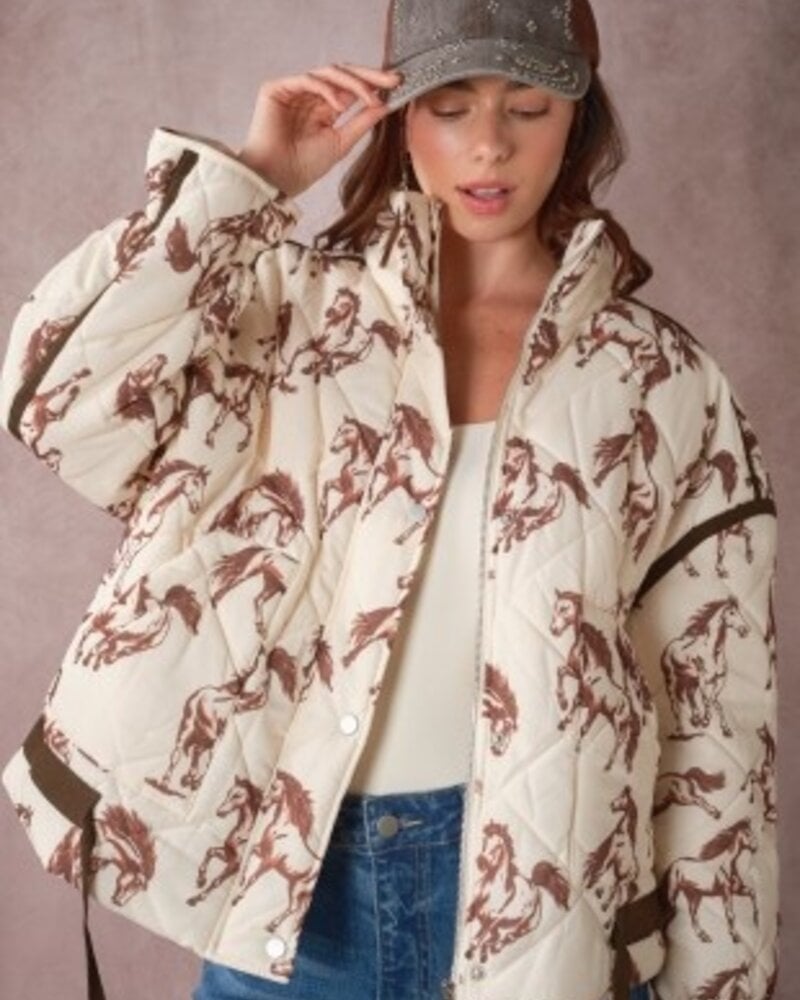 Toni Horse Print Quilted Jacket