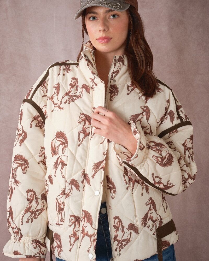 Toni Horse Print Quilted Jacket