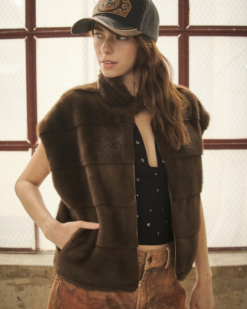 Fonda Faux Fur Reversible Quilted Vest