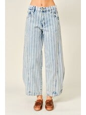 Striped Denim Washed Jean