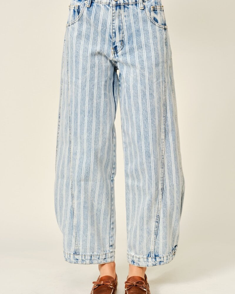 Striped Denim Washed Jean