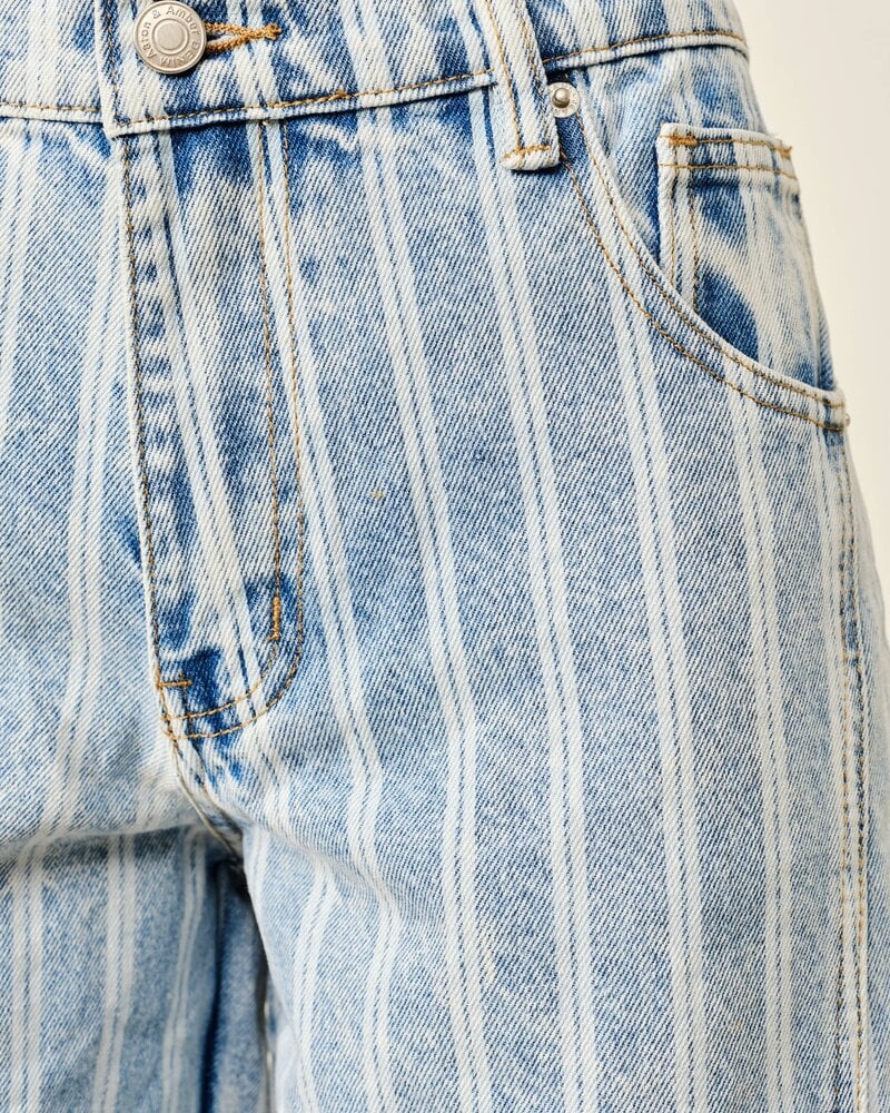 Striped Denim Washed Jean