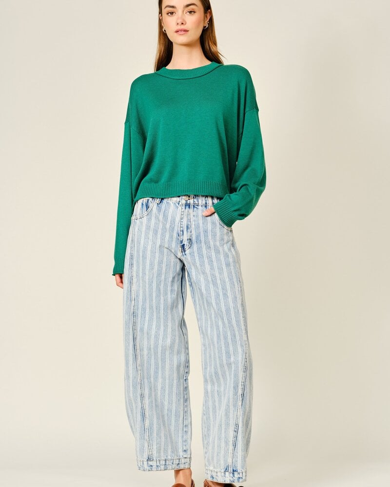 Striped Denim Washed Jean