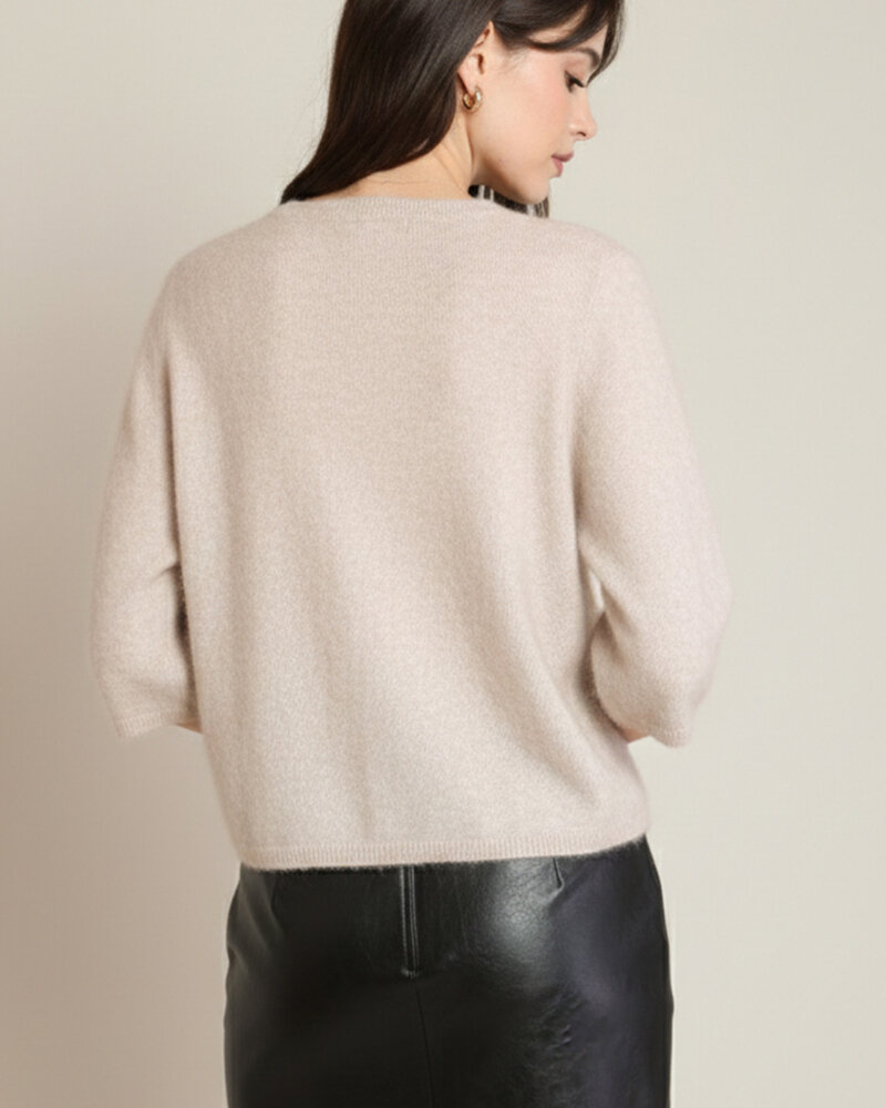 Anna Short Sleeve Cardigan | Dusty Pink