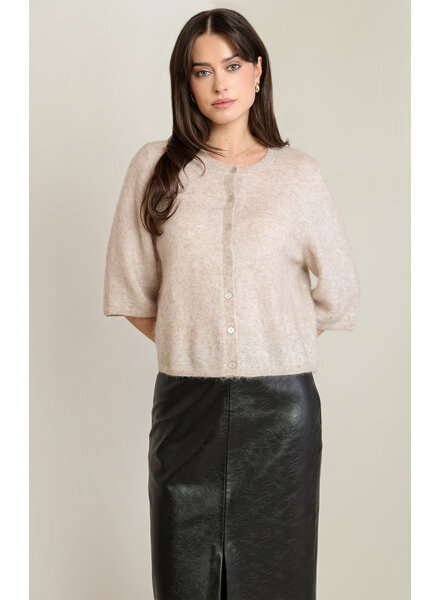 Anna Short Sleeve Cardigan | Dusty Pink