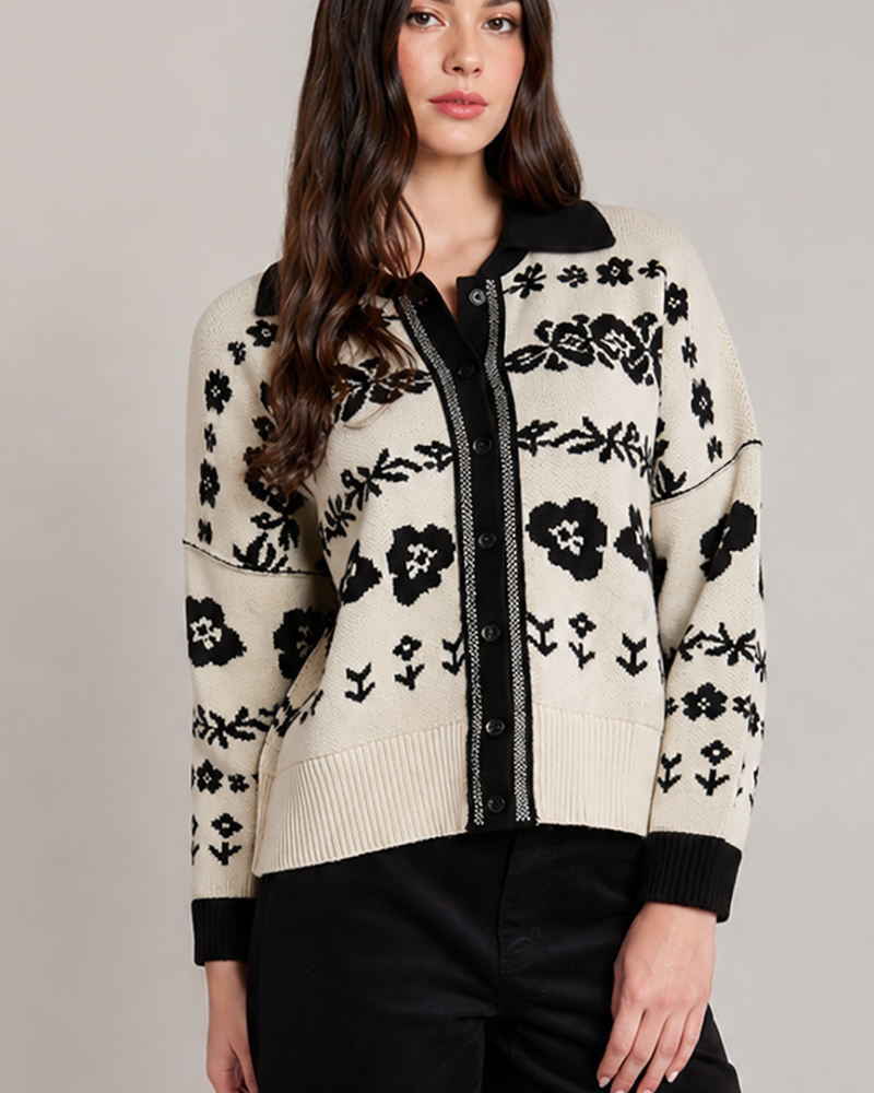 Flower Power Jacquard Cardigan