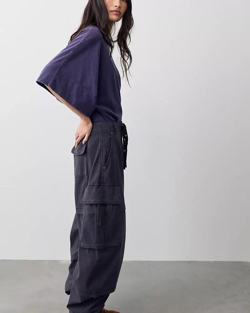 Free People Reef Curved Twill Cargo Pants | Black
