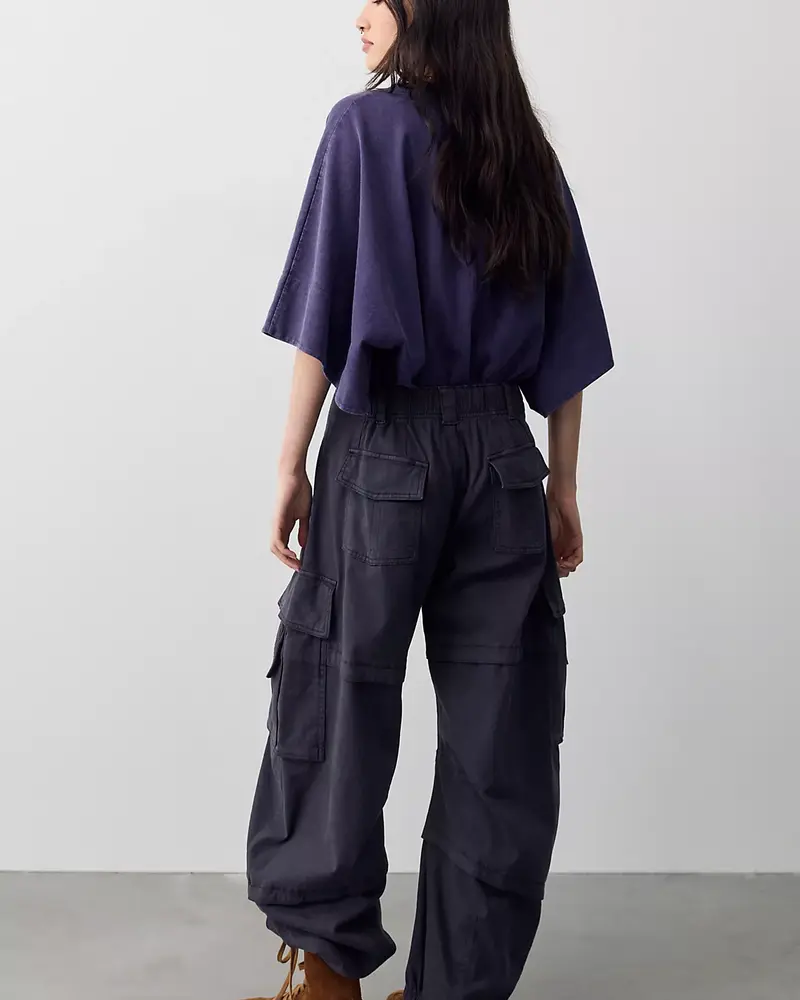Free People Reef Curved Twill Cargo Pants | Black