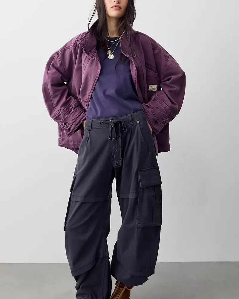 Free People Reef Curved Twill Cargo Pants | Black